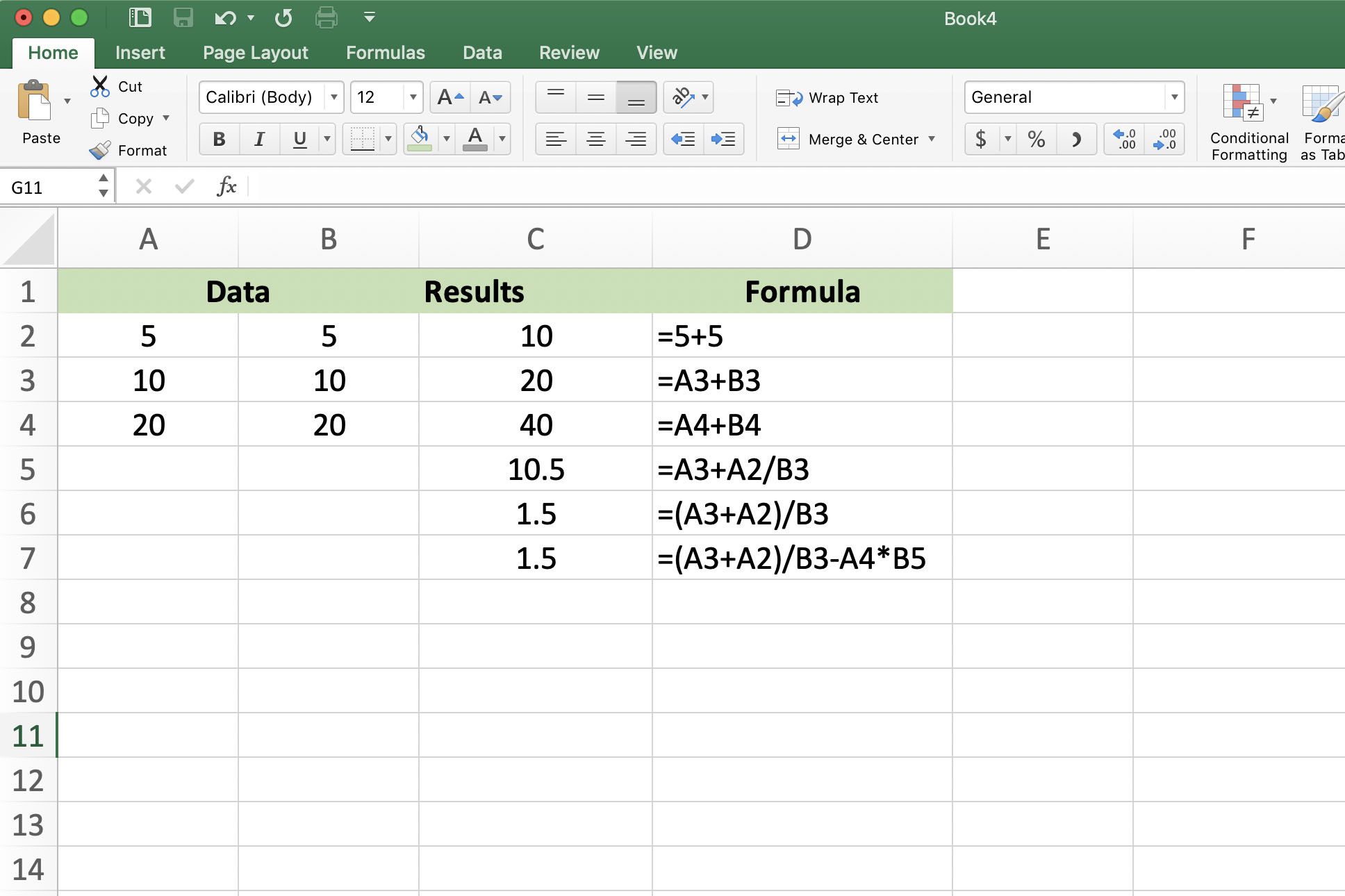 Skärmdump av Excel som visar tilläggsformler