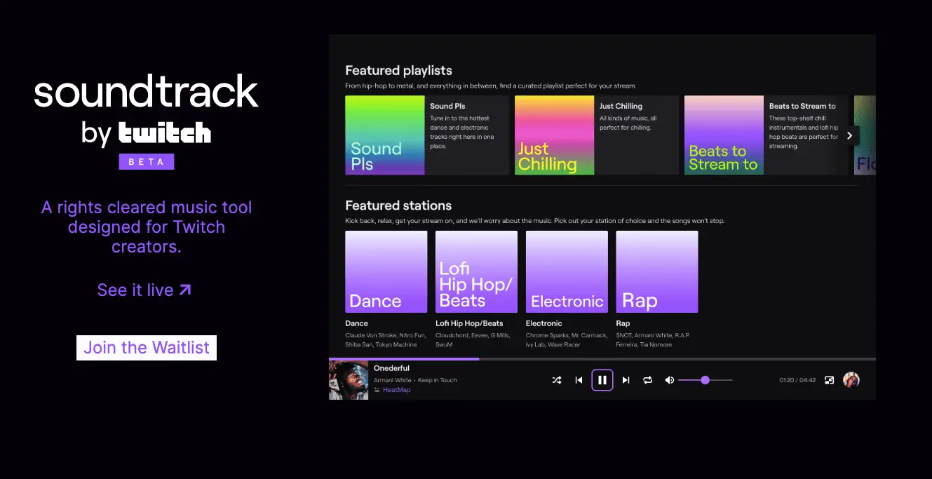 Soundtrack by Twitch startar sida och väntelista registrera dig