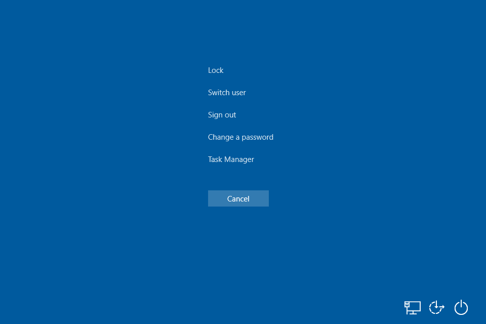 Windows 10 Ctrl-Alt-Del-skärm