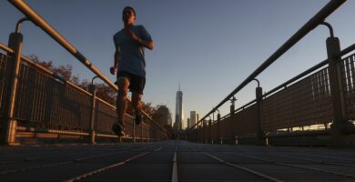 a man runs in the hudson river park at sunset in new york city 624813952 583659073df78c6f6a5efd57