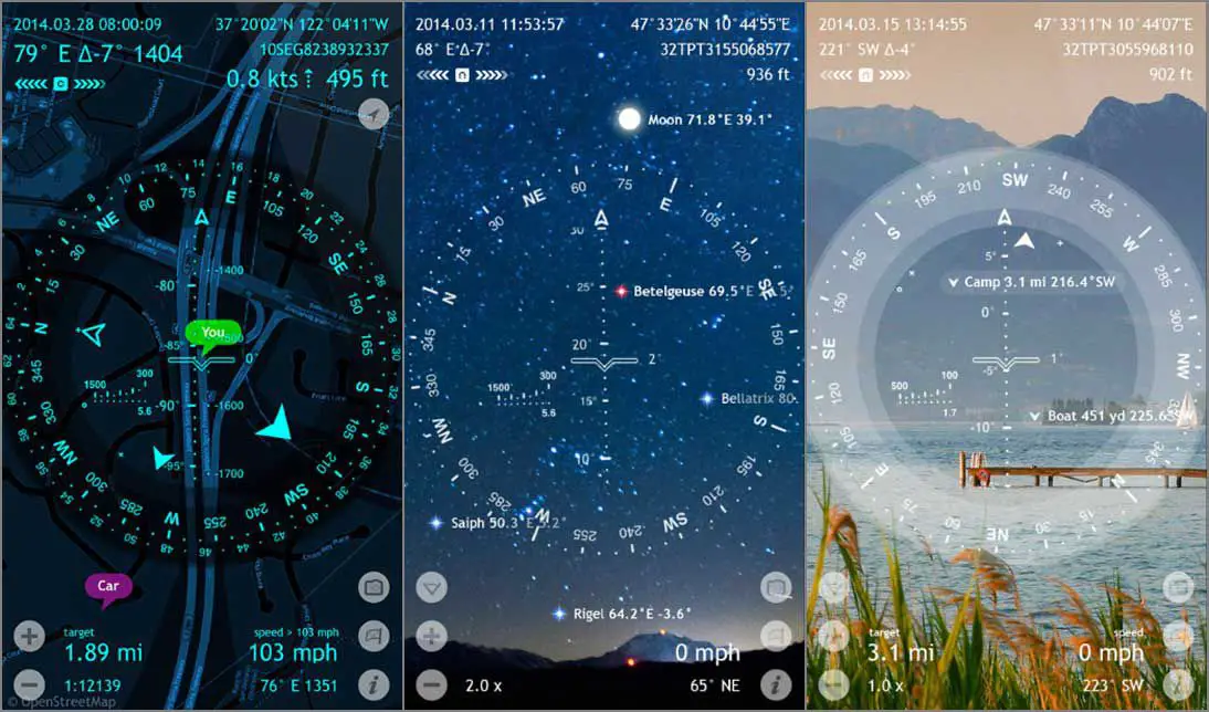 Skärmbilder av iPhone-appen Spyglass
