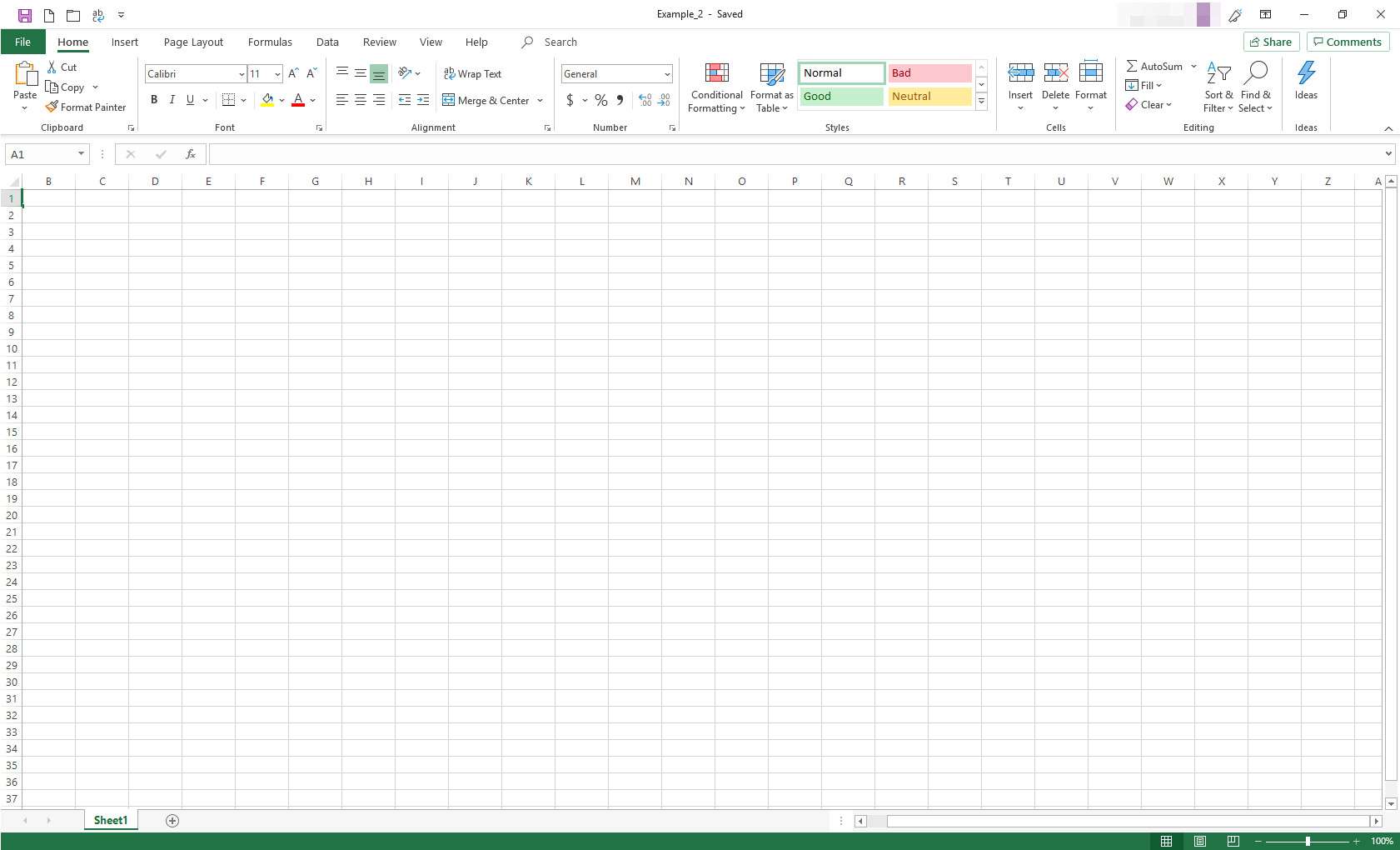 Excel-kalkylblad med rad- och kolumngränser tillämpade