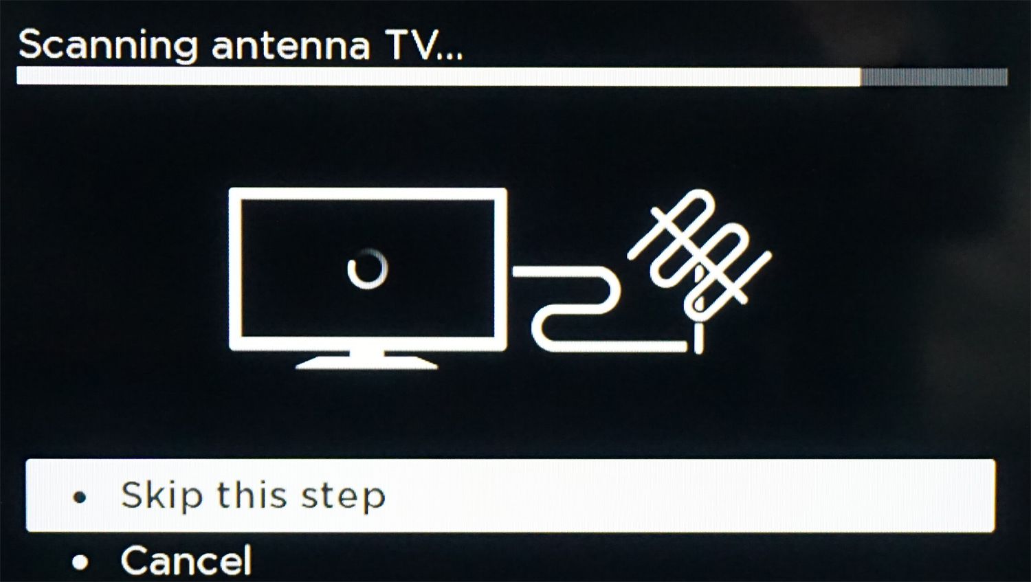 Exempel på antennkanalskanning - Roku TV