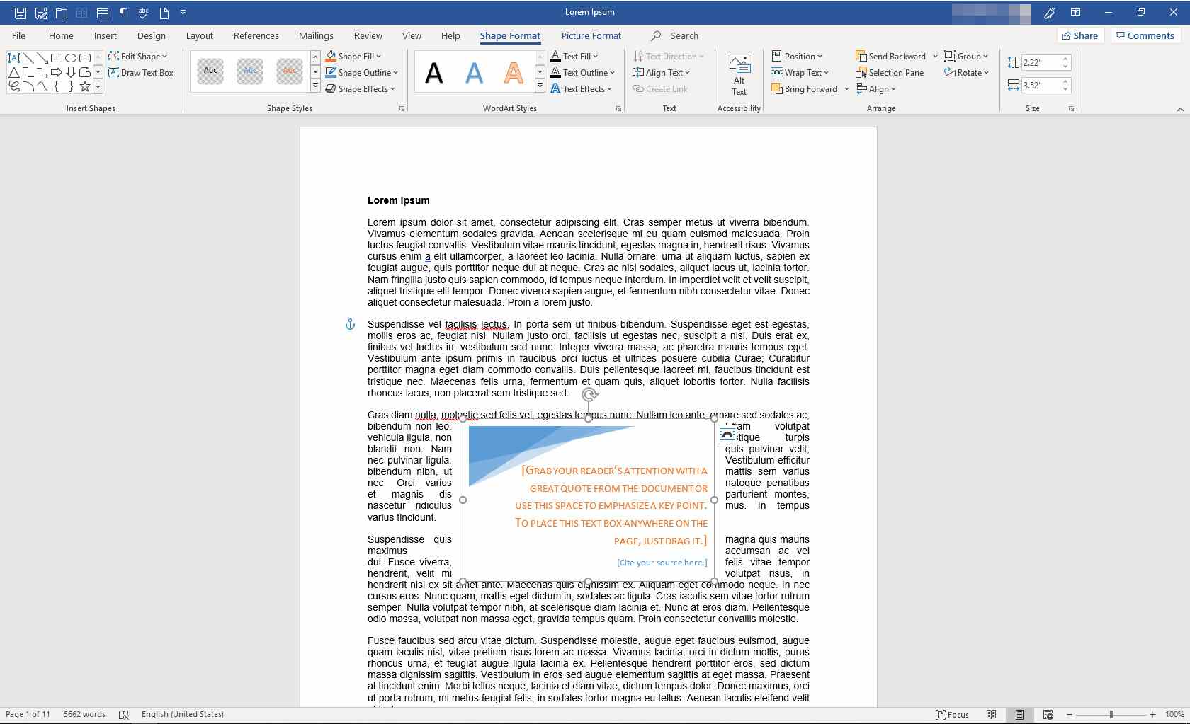 MS Word-dokument med ny textruta
