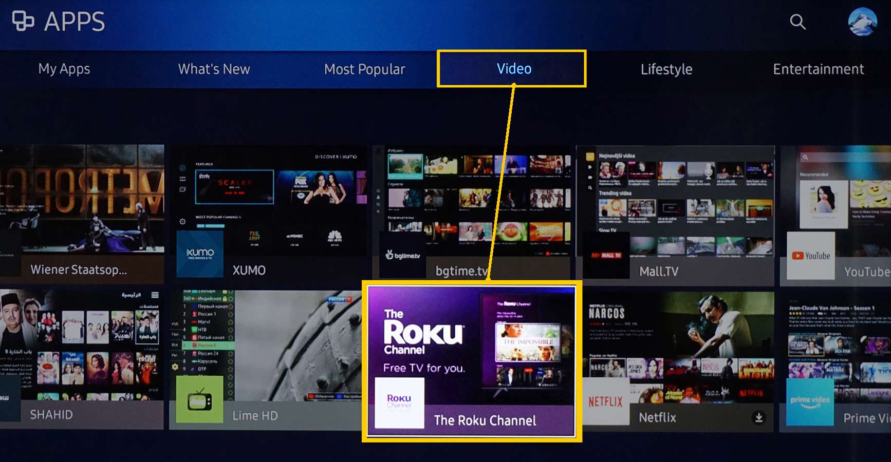 Samsung Smart TV-appar - Video - Roku-kanalen