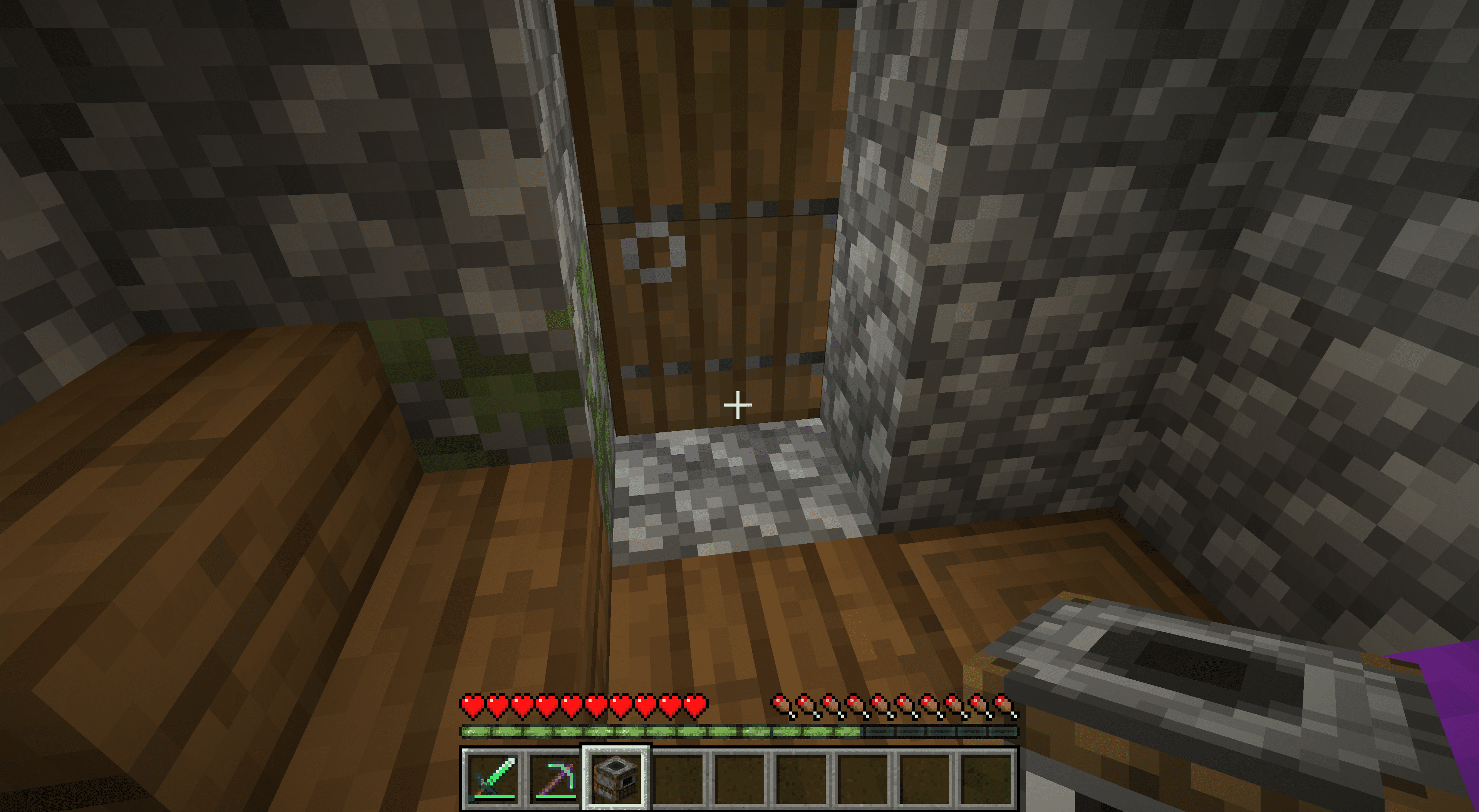 Håller en rökare i ett slaktarhus i Minecraft.