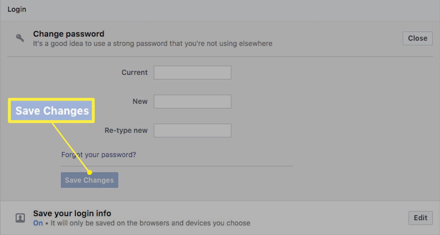 Facebook ändra lösenordsfält