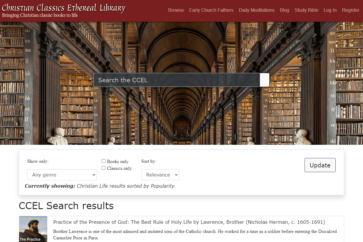 Christian Classics Ethereal Library hemsida