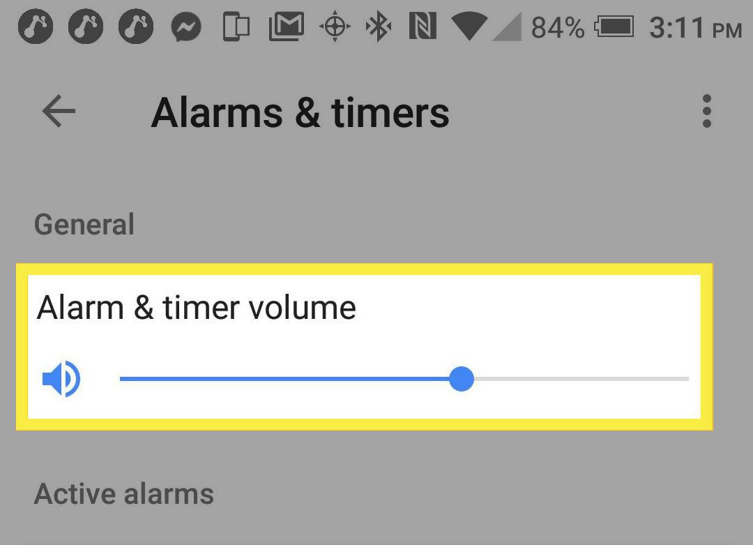 Google Home App, volymreglage för volym för larm / timer.