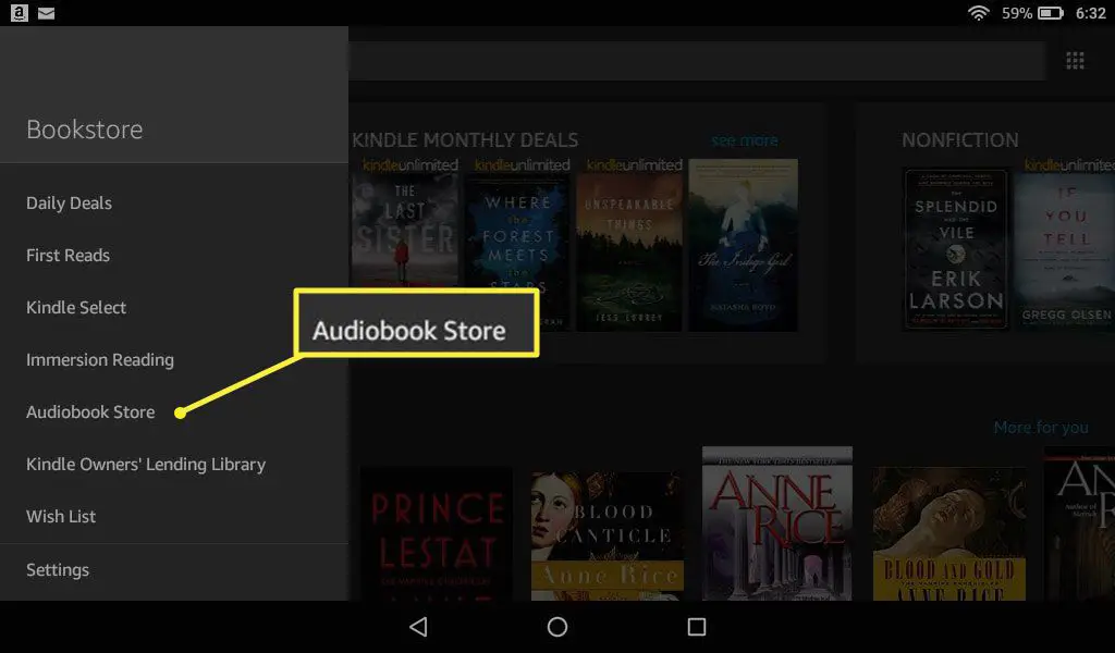 Kindle Audiobook Store-knapp