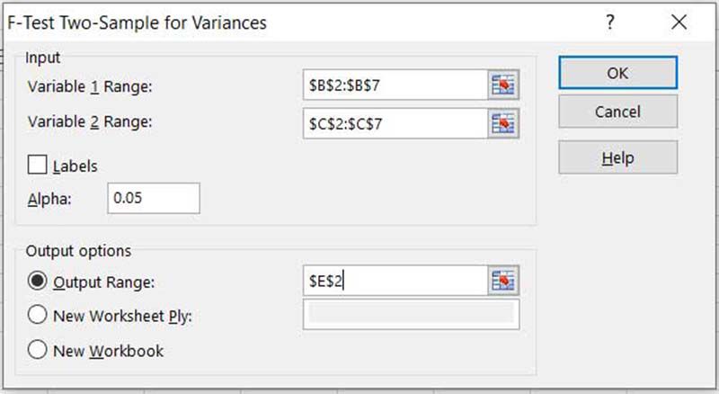 F-testalternativ i Excel