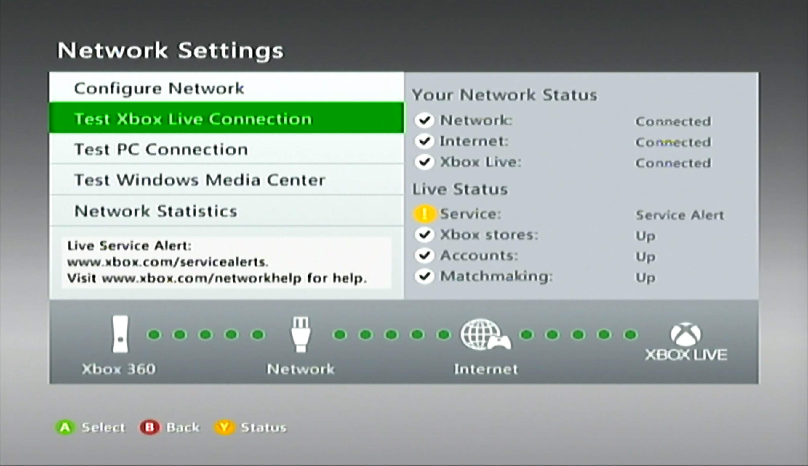 SMSa Xbox Live-anslutningsalternativ i Xbox 360-nätverksinställningar