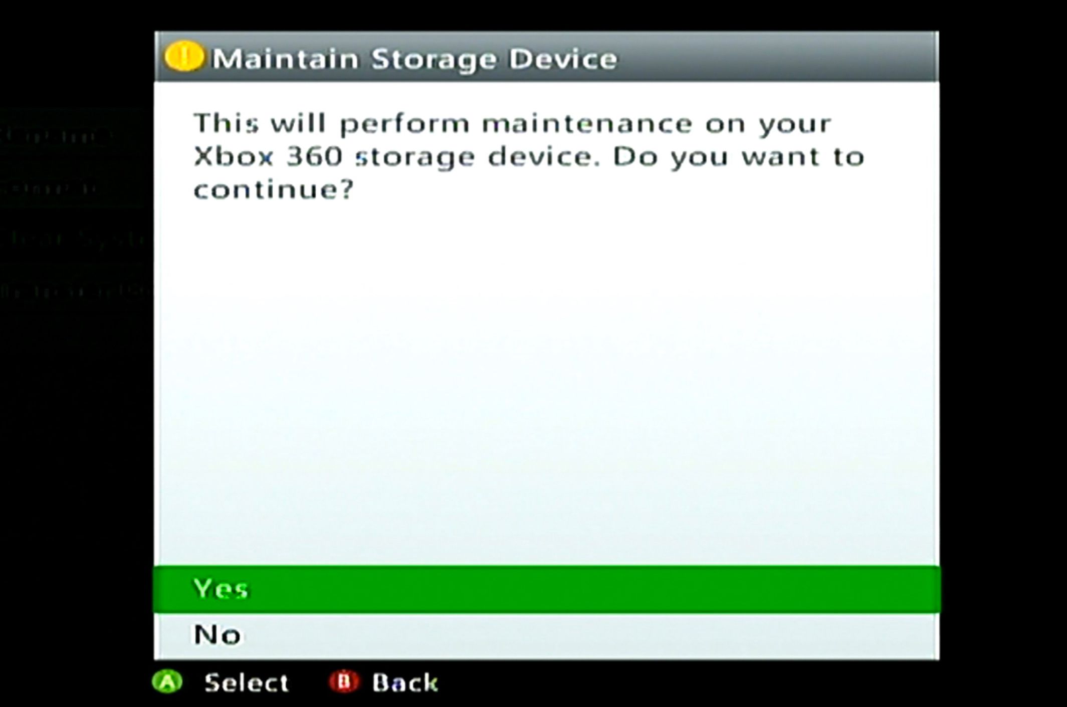 Ja för att behålla lagringsenhet på Xbox 360