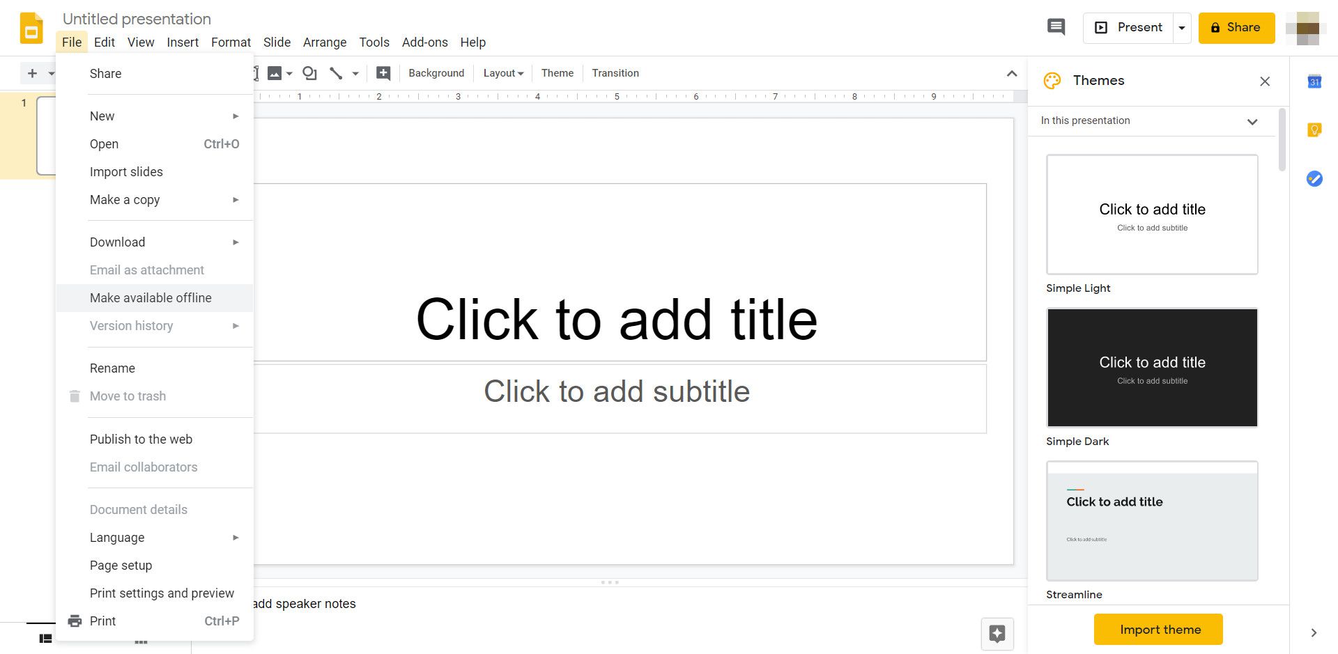 Även om Google Presentationer är molnbaserade kan du arbeta på ett projekt offline