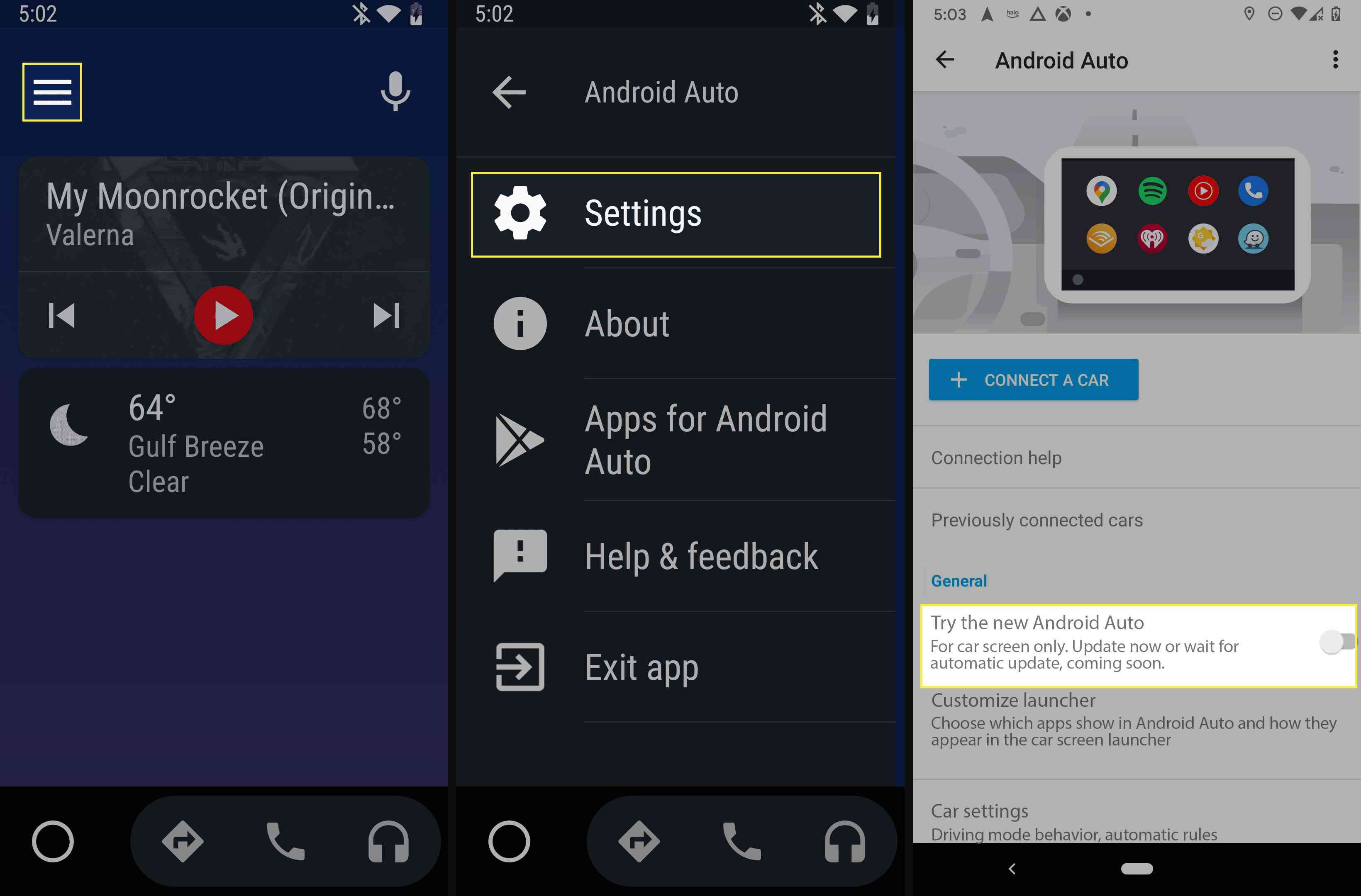 Steg för att tvinga fram en Android Auto-uppdatering.