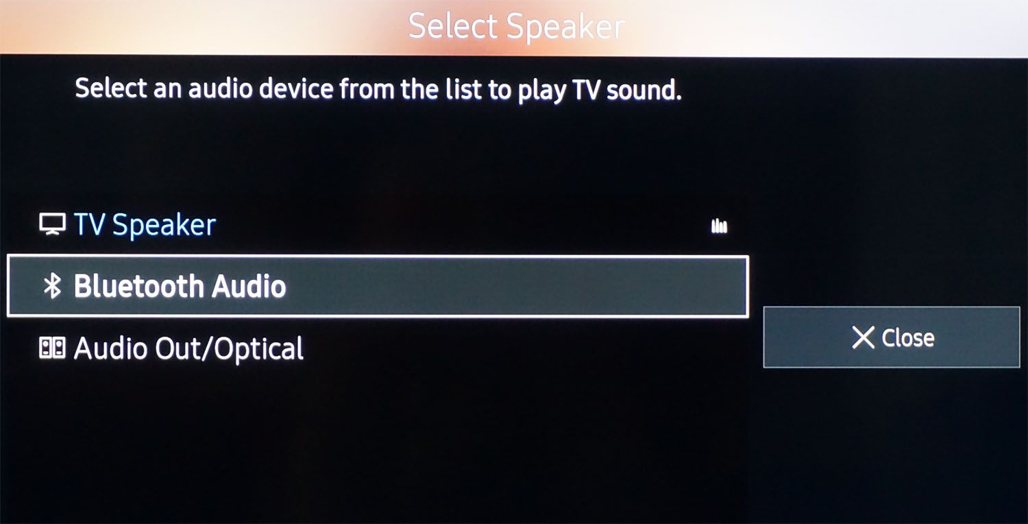 TV-ljudinställningsmeny Exempel - Bluetooth-ljudutgång