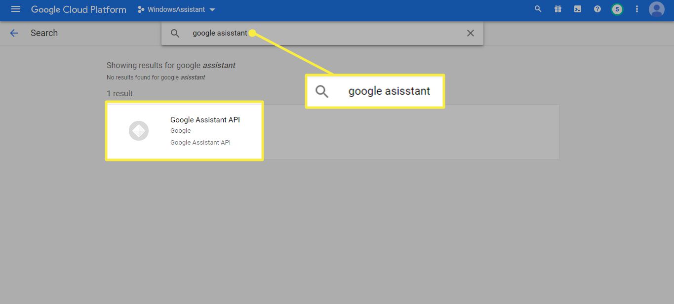 Google Assistant i sökfältet och Google Assistant API i Google Cloud Platform