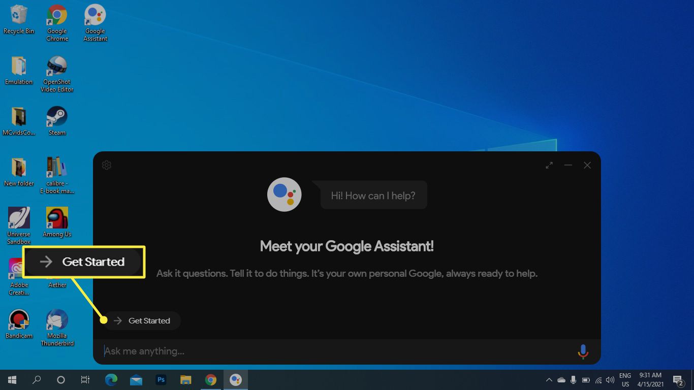 Kom igång i Windows Google Assistant