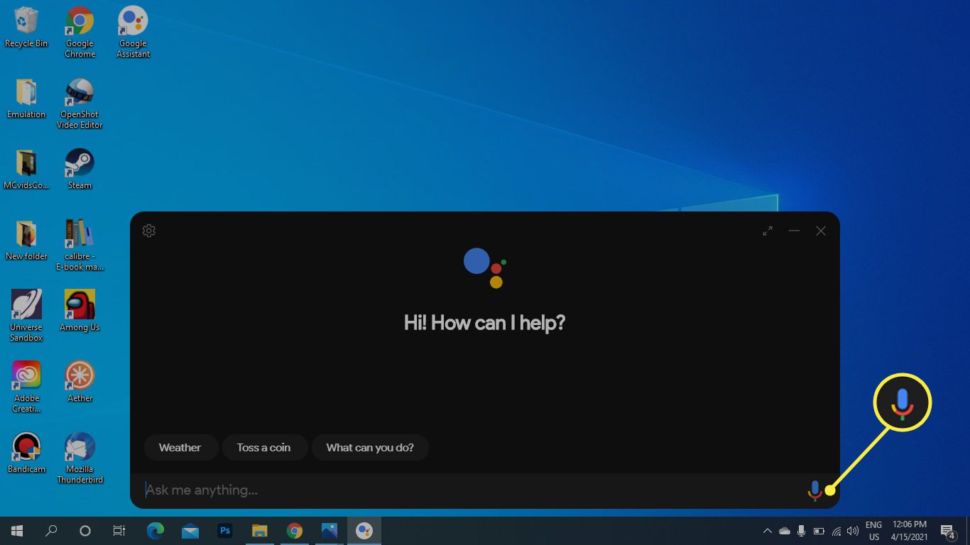 Mikrofonikon i Windows Google Assistant