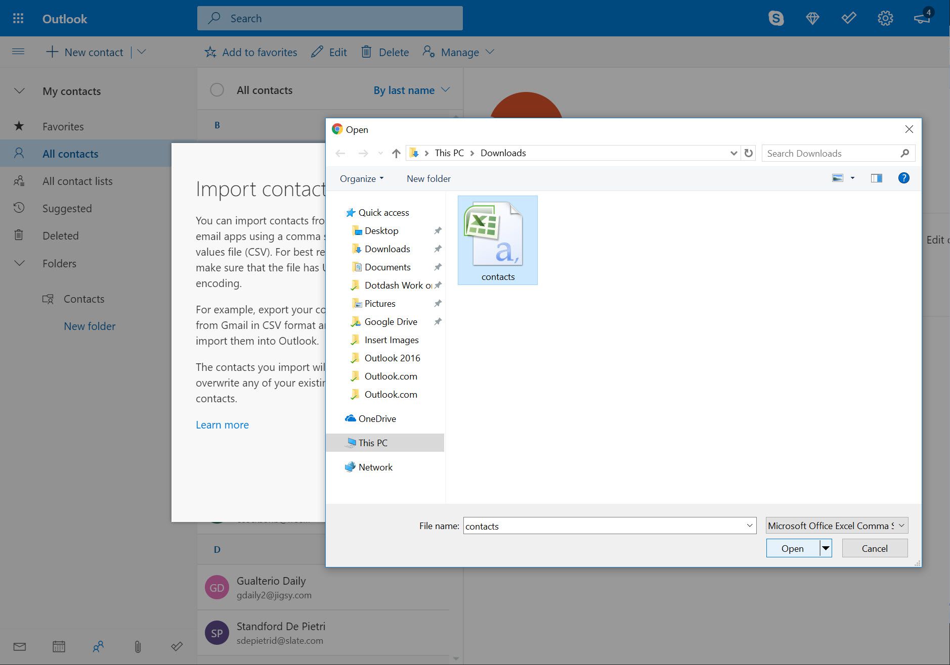 S H r Importerar Du Kontakter Fr n En CSV fil Till Outlook 2023