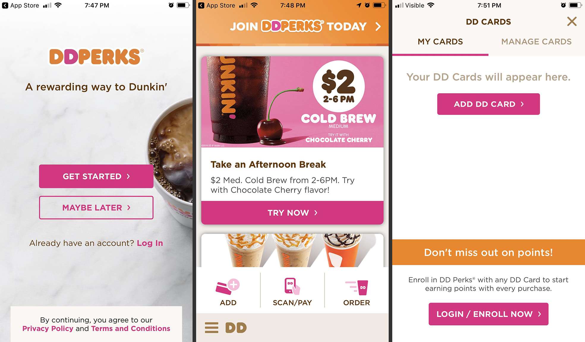 Dunkin Donuts-appen på Android