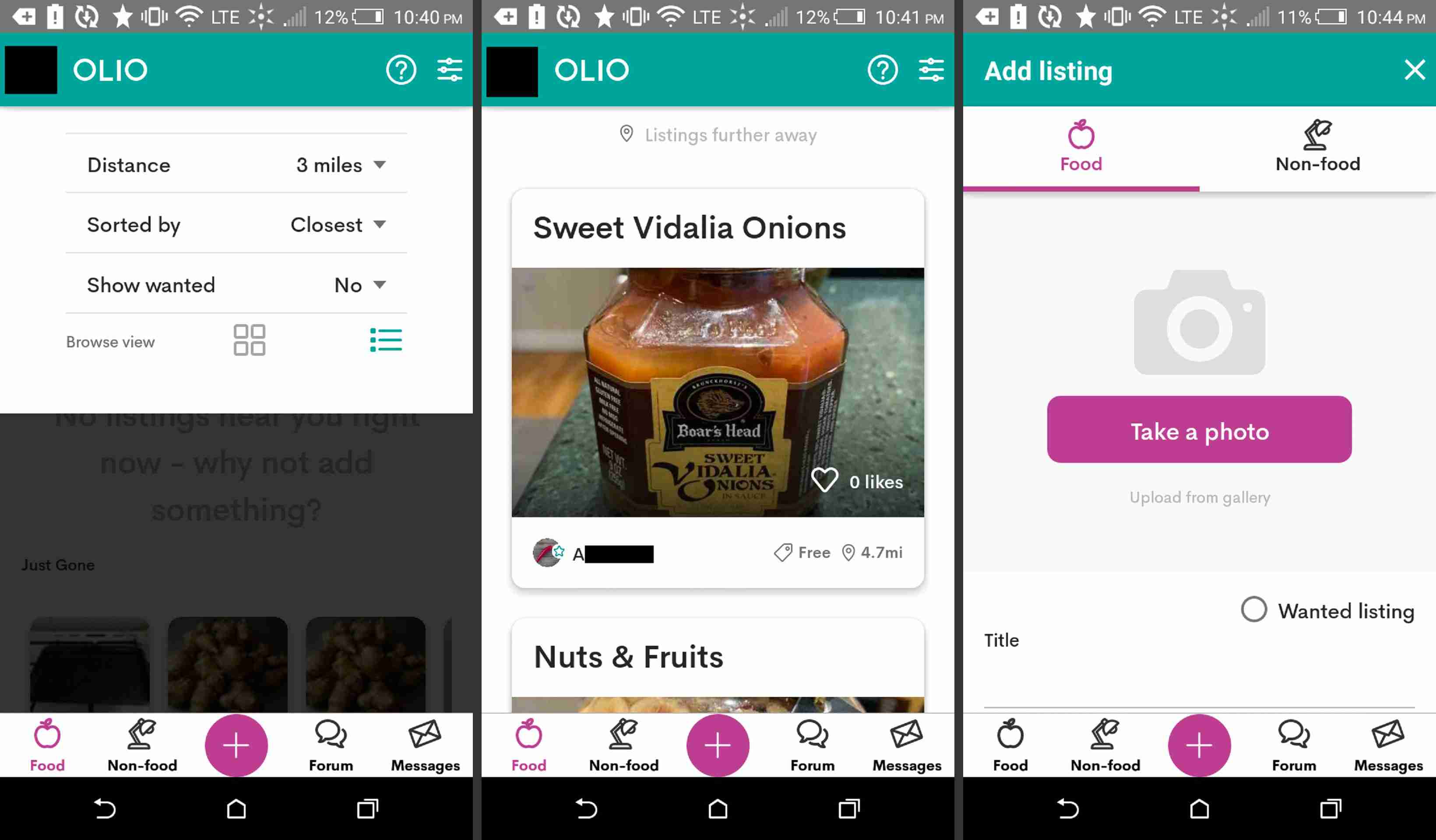 Olio-appen på Android