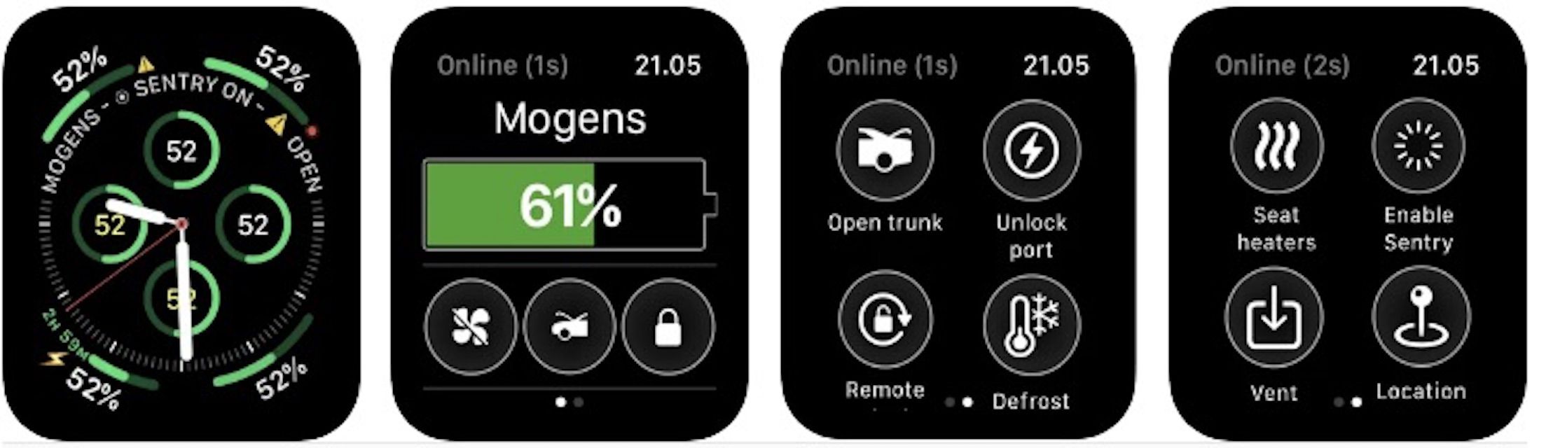 Titta på appen för Tesla Apple Watch-skärmar