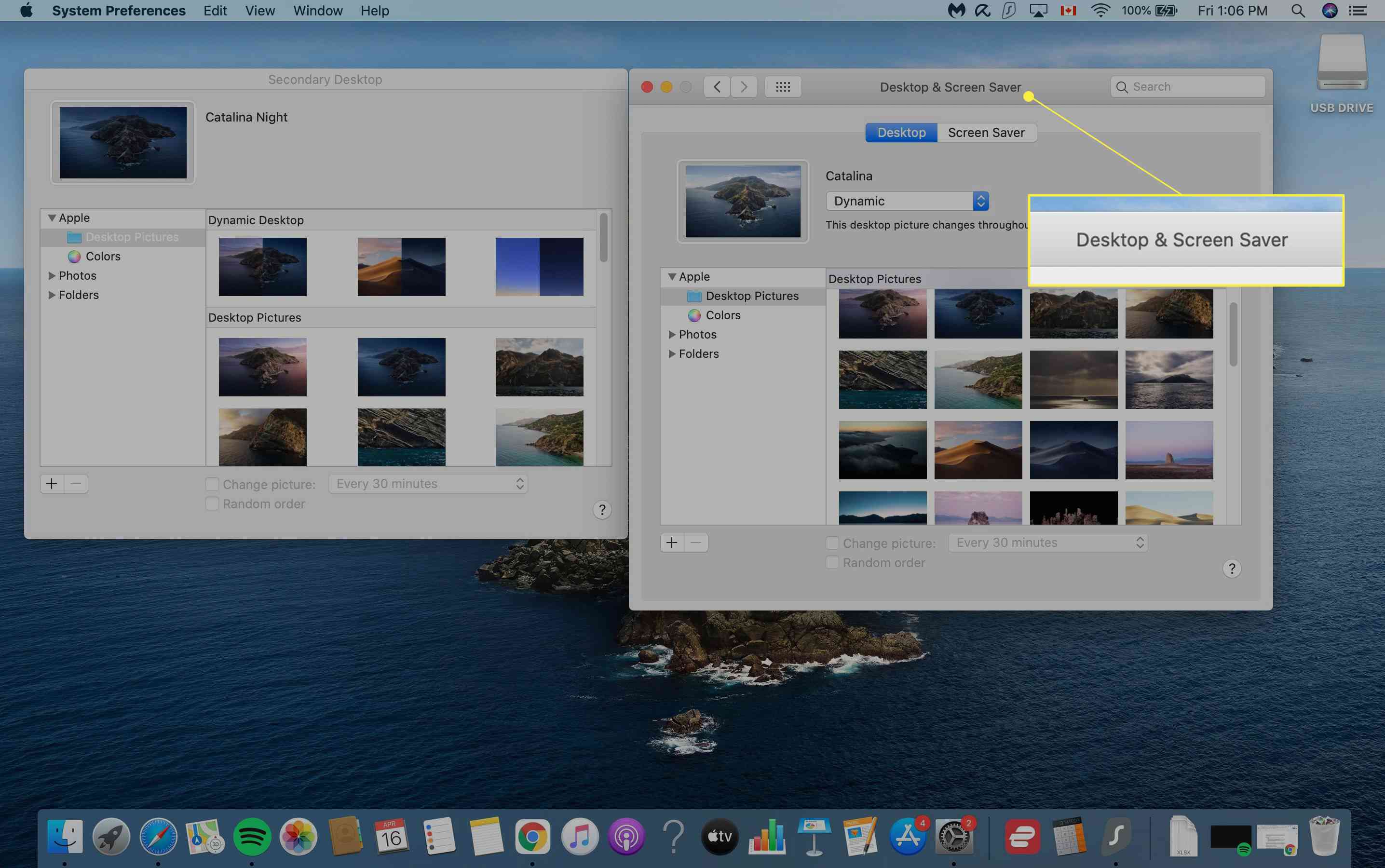 "Desktop & Screen Saver" markerat i Mac-fönstret för val av bild