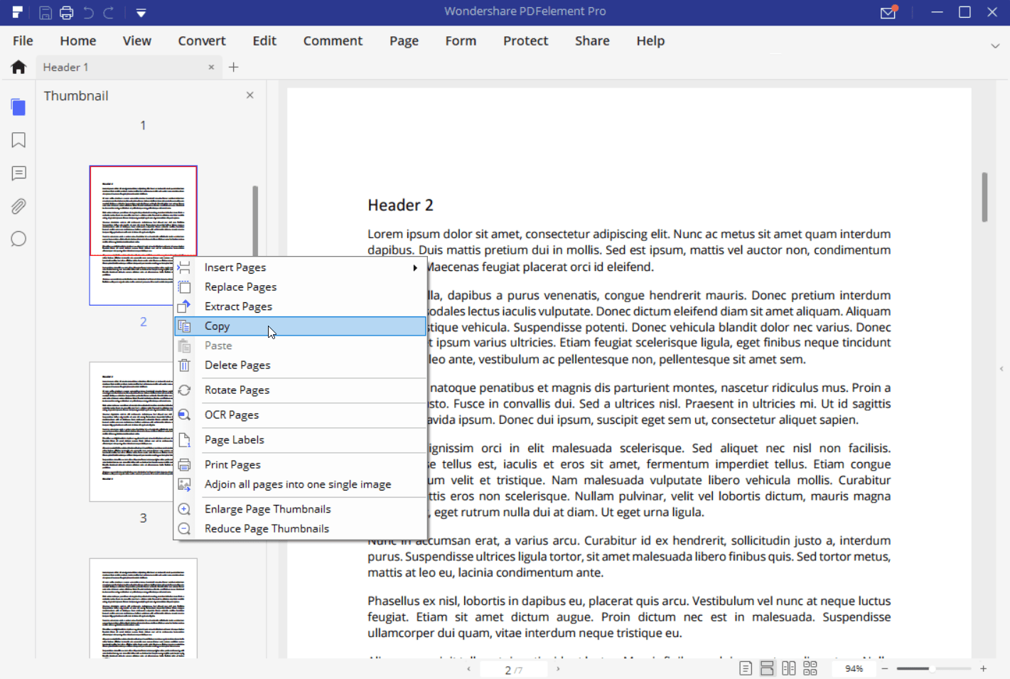 Skärmdump för att kopiera en sida i ett PDF-dokument