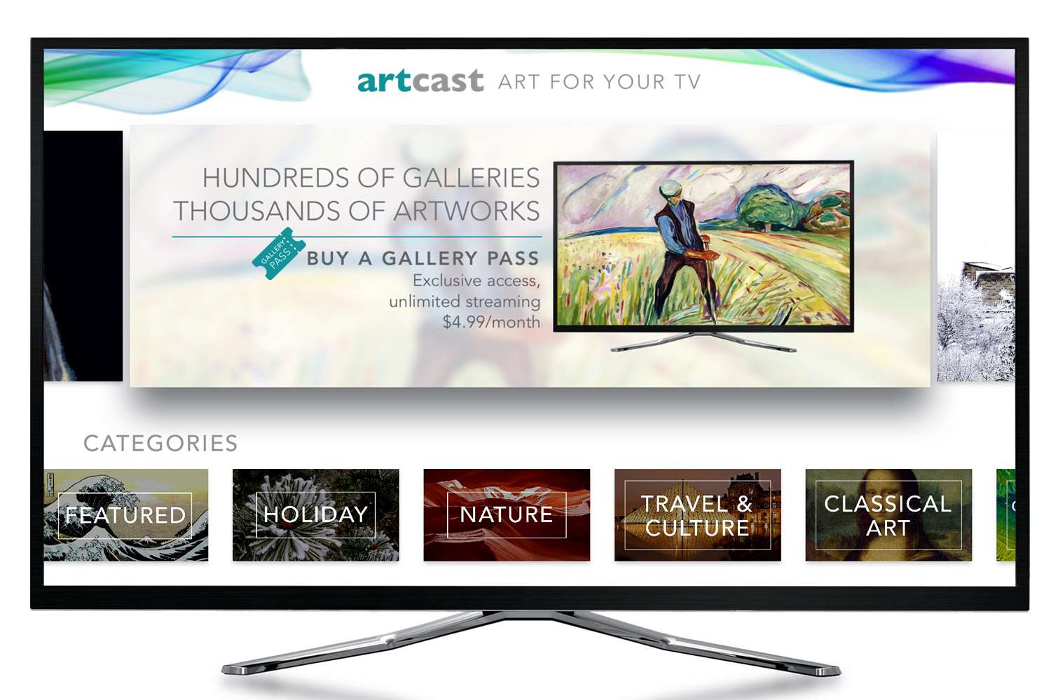 Artcast Lite-menyn - Apple TV-version