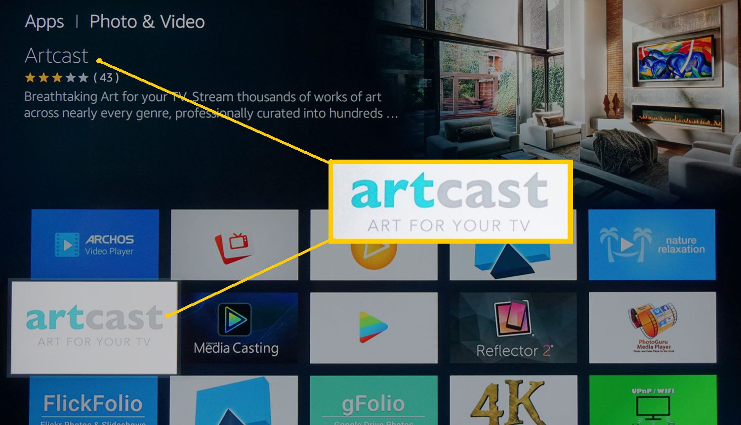 Artcast-app på Amazon Fire TV