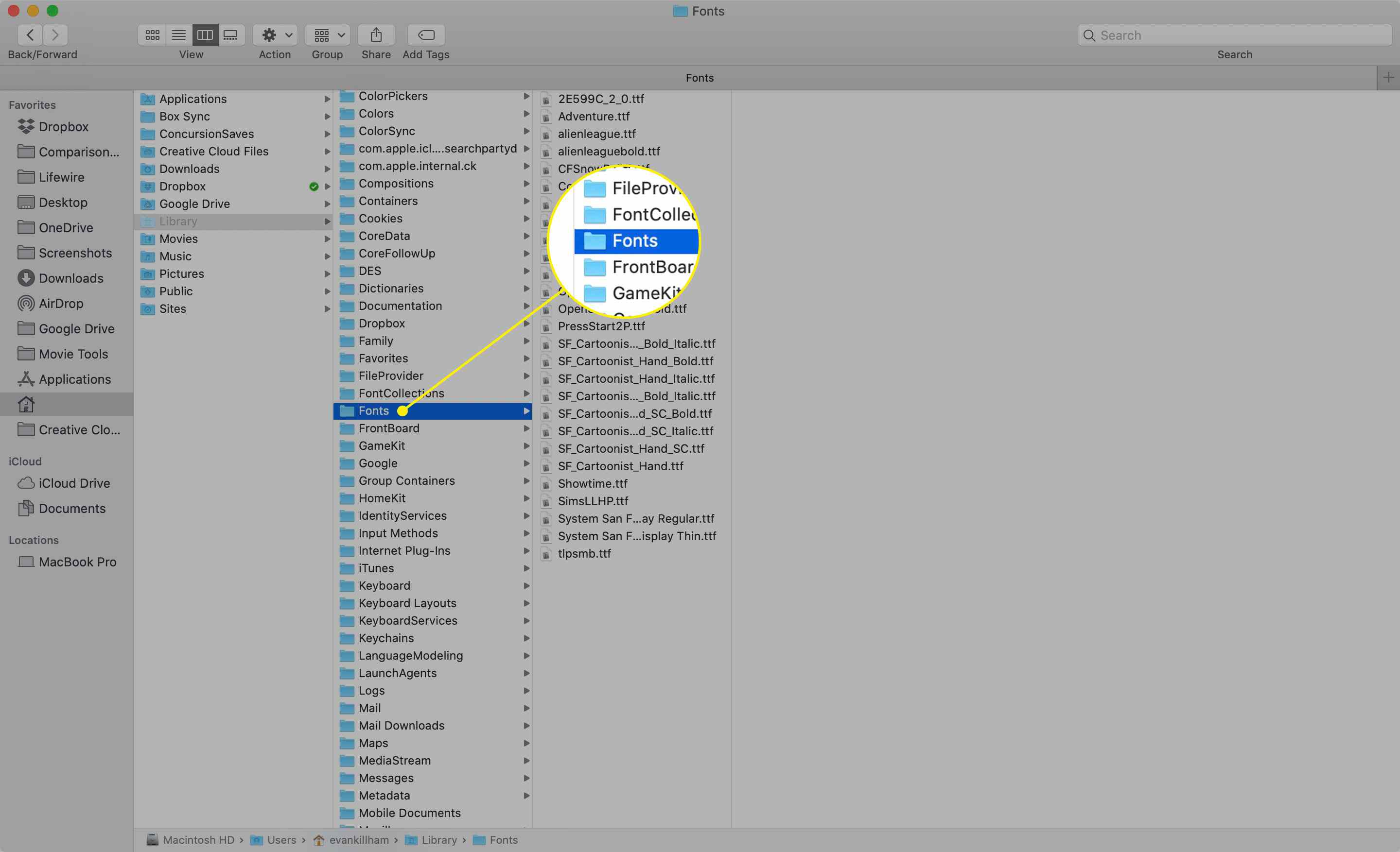 Mappen teckensnitt i macOS Finder