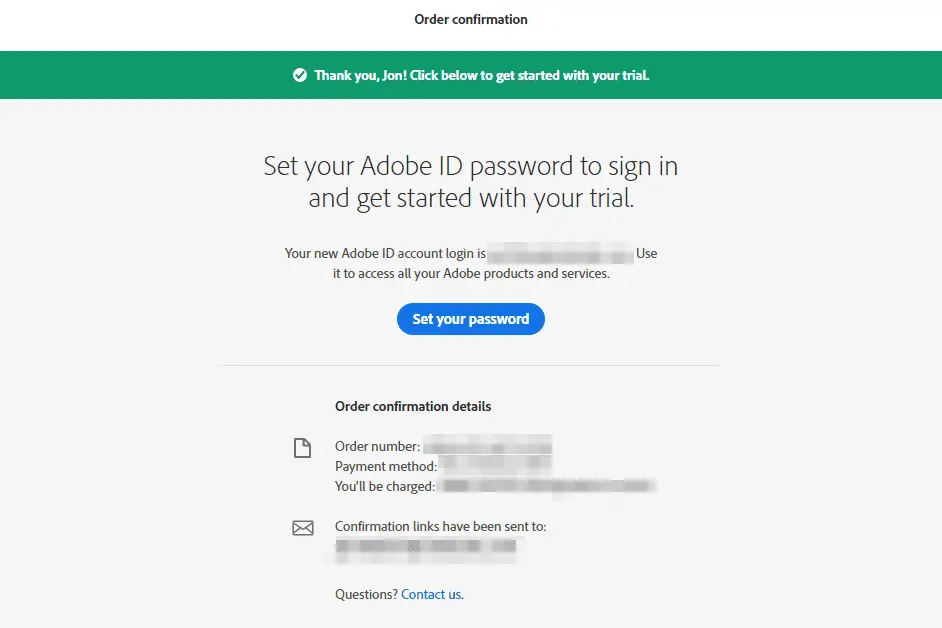 Ställ in din lösenordsida för Adobe ID 