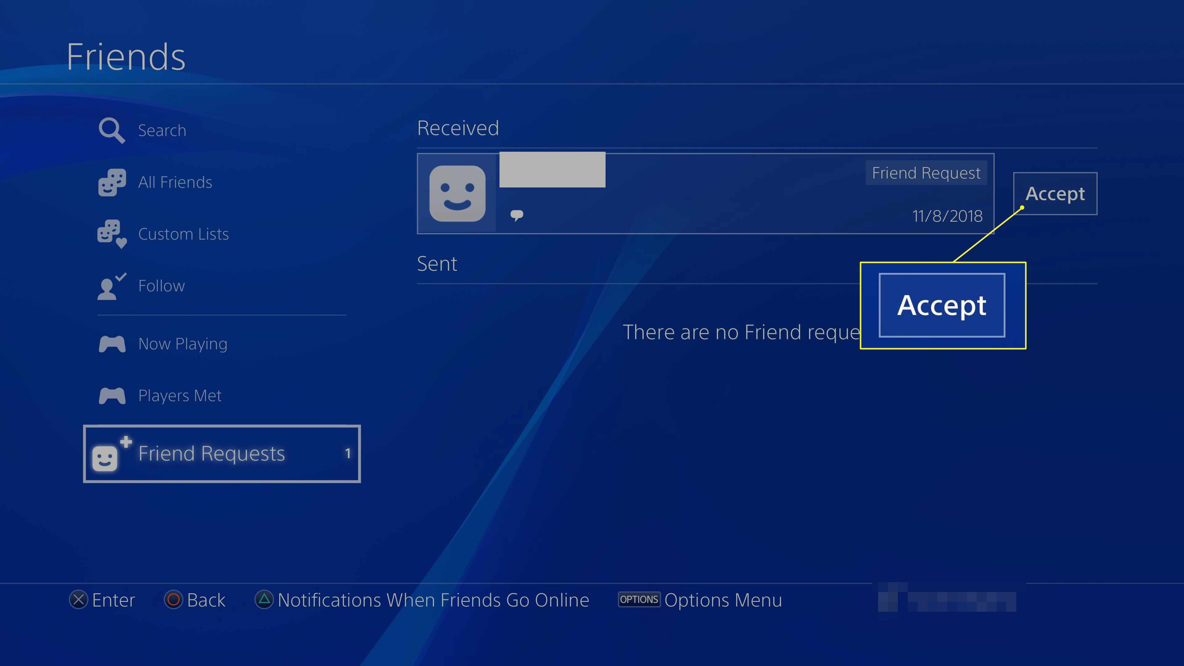 Accepterar vänförfrågan på PS4