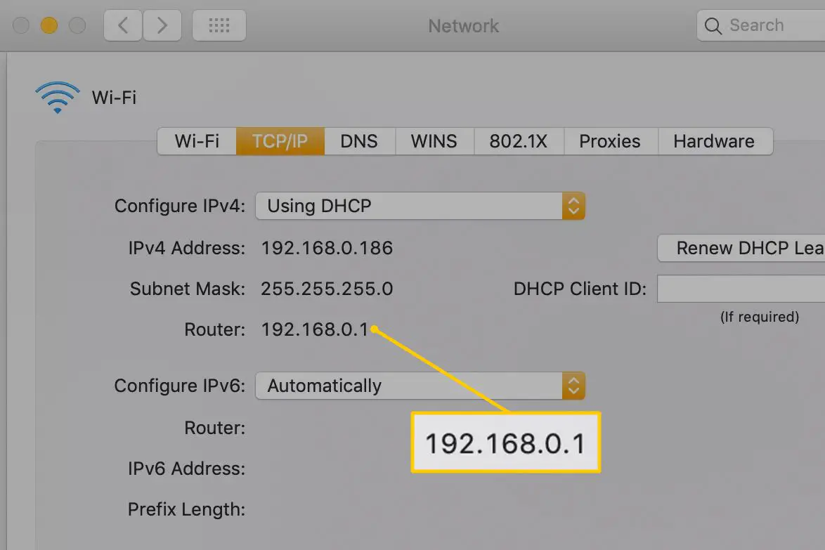 Router-IP-adress på macOS