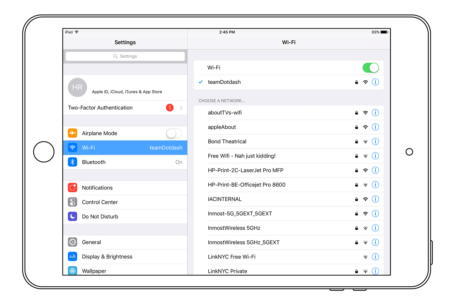 Glöm nätverksskärmdumpar i Inställningar på iPad