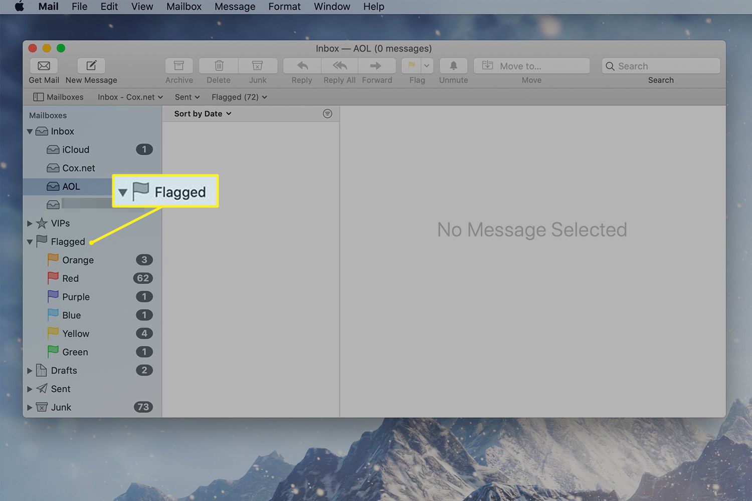 Kategorin Flaggad i Mac Mail-sidofältet