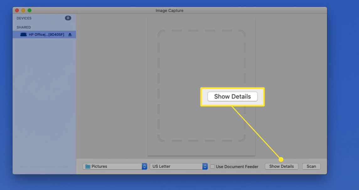 Bildtagning på Mac-alternativ med Visa detaljer markerade