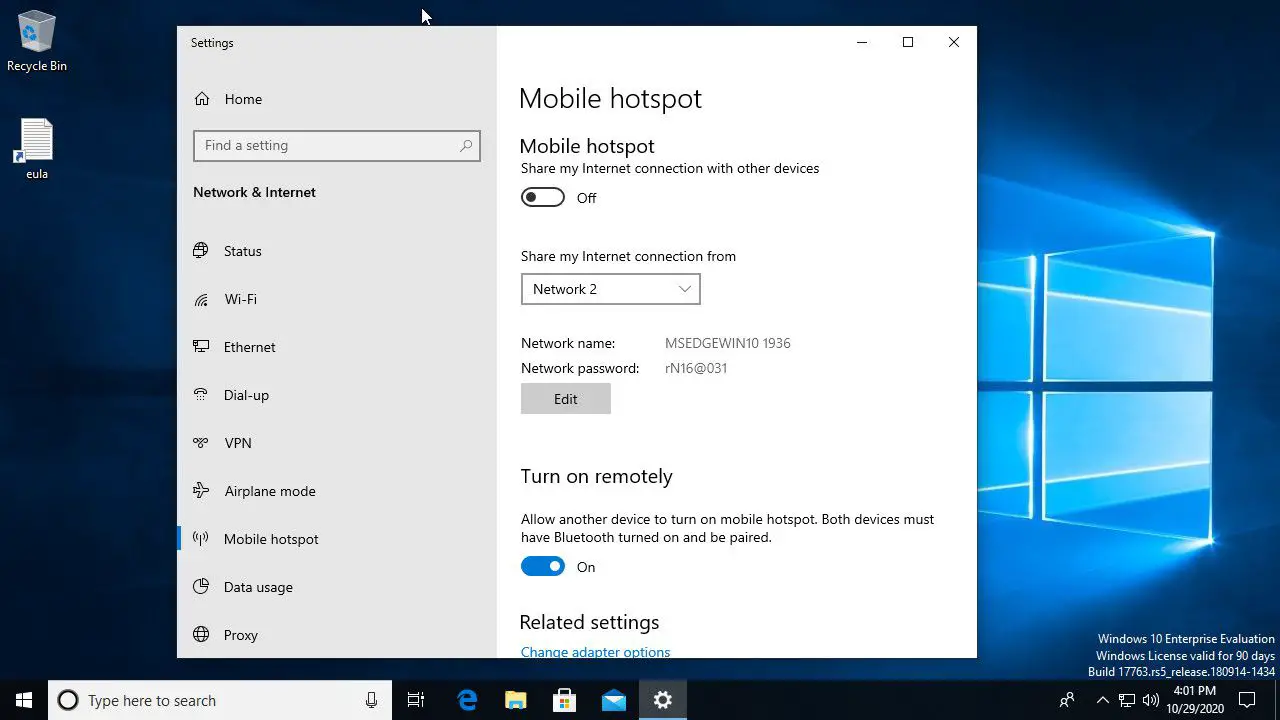 Windows 10 mobil hotspot