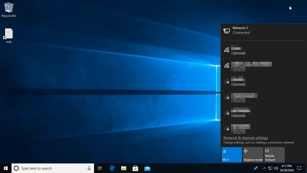Windows 10 aktiverar hotspot från facket