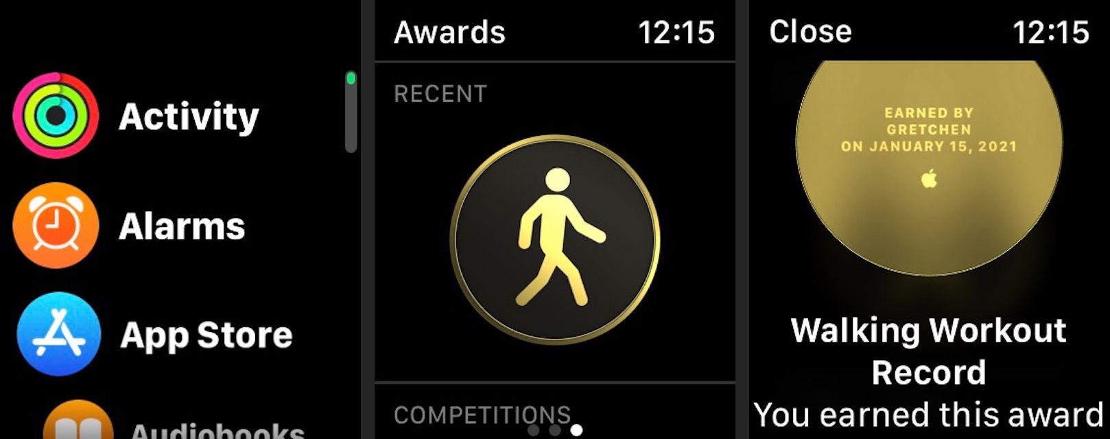 Visa dina Apple Watch Activity app-utmärkelser