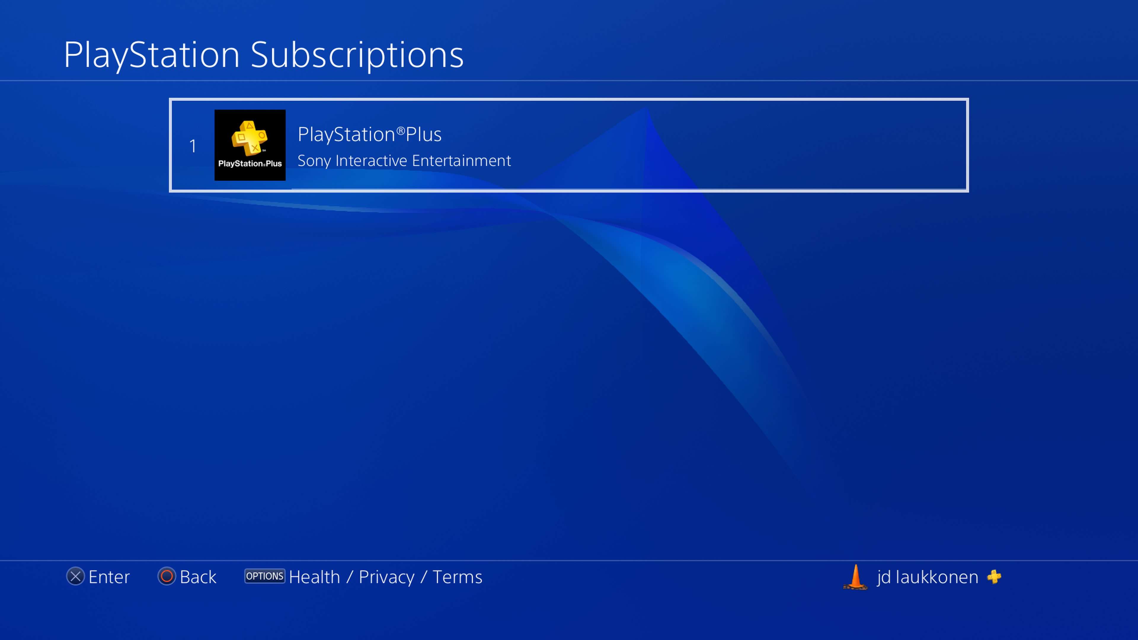 En skärmdump av PlayStation-prenumerationer på PS4.