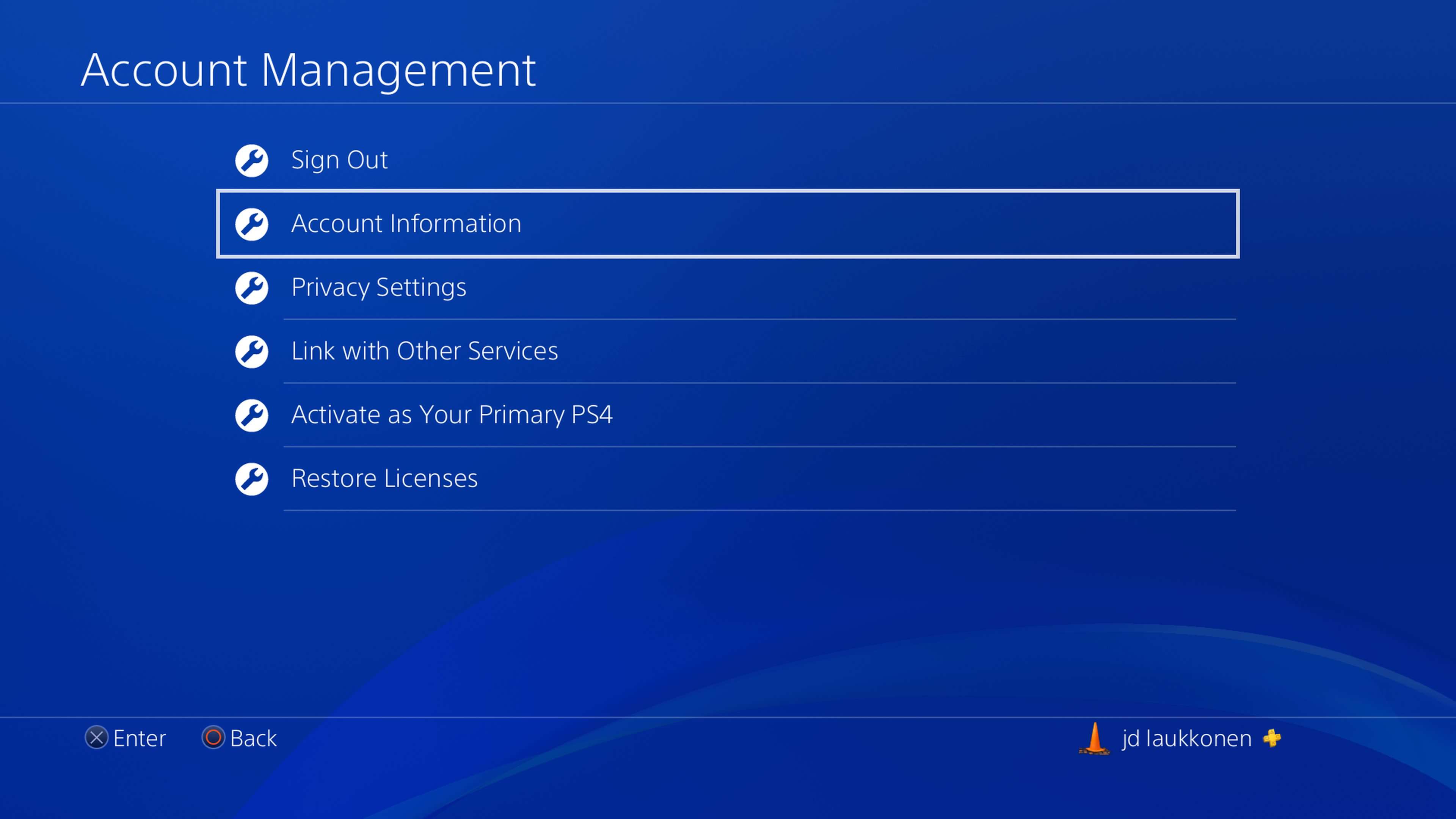 En skärmdump av PS4 Account Management.