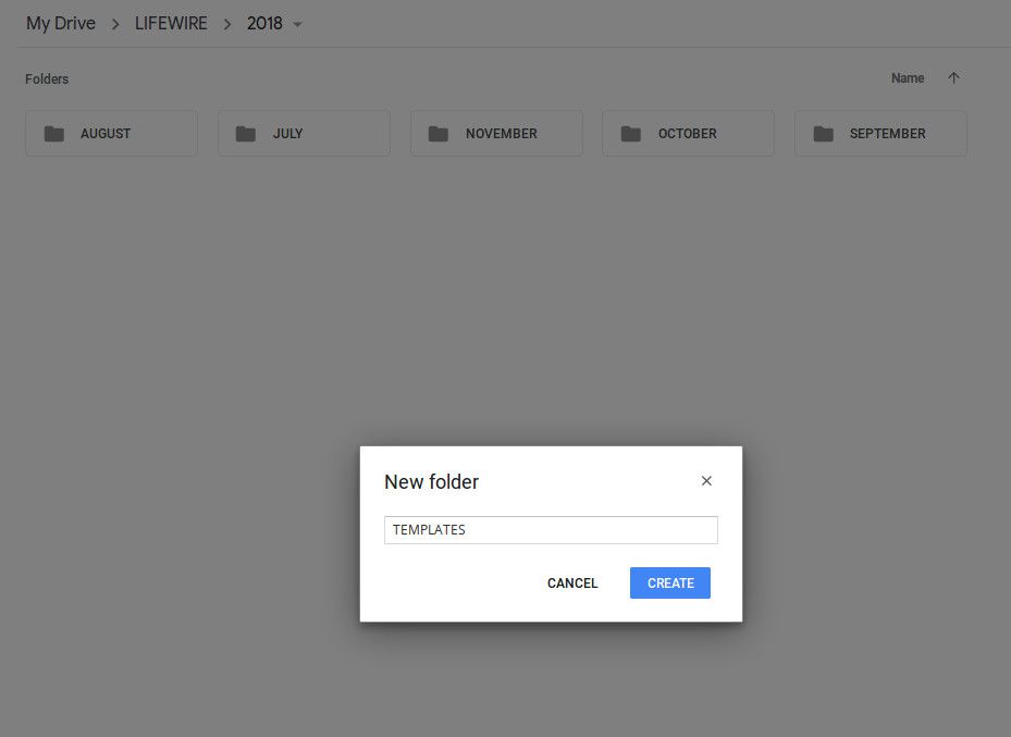 Namnger en nyskapad Google Drive-mapp