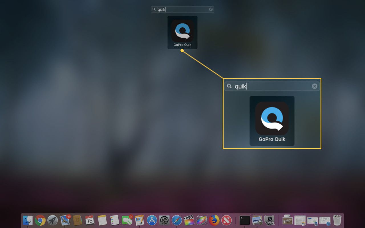 Skärmdump för att öppna GoPro Quick-applikationen.