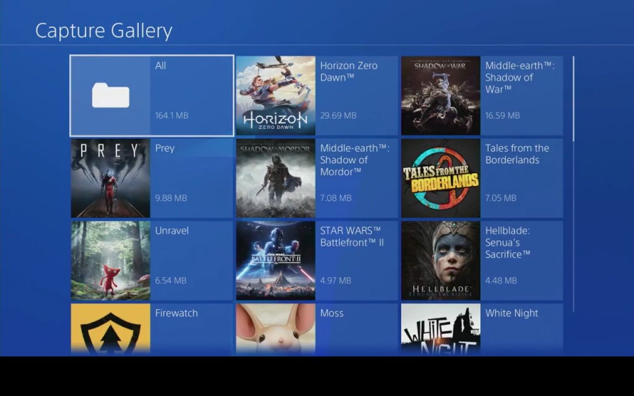 Capture Gallery på PS4.