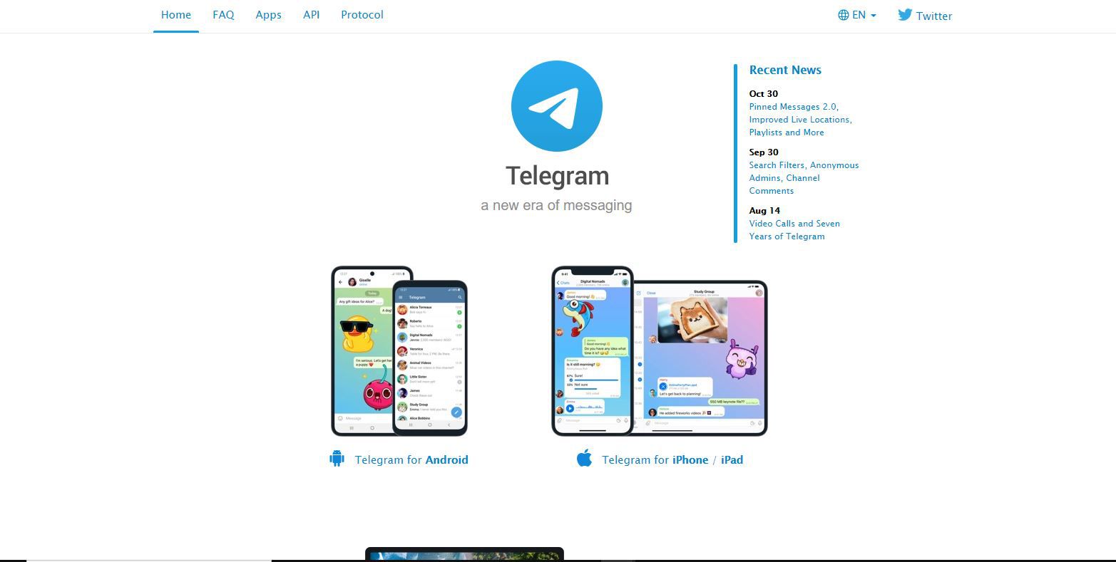 Telegram Messenger-webbplats