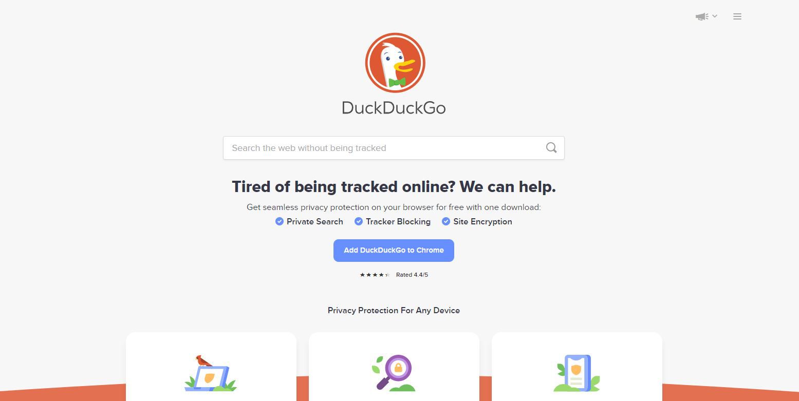DuckDuckGo webbplats