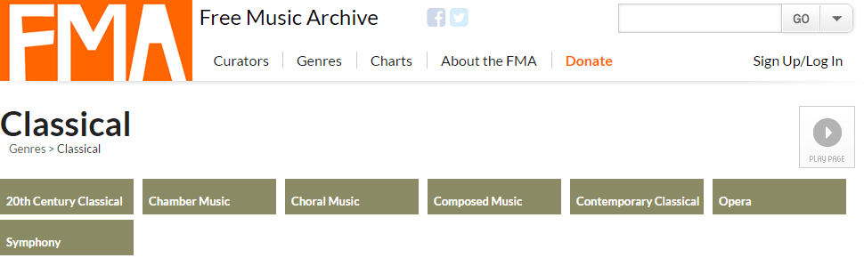 Webbplatsen för nedladdning av gratis musikarkiv för klassisk musik