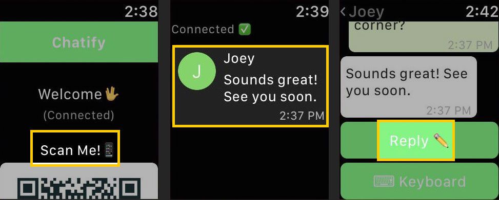 WhatsApp-meddelanden på en Apple Watch via Chatify